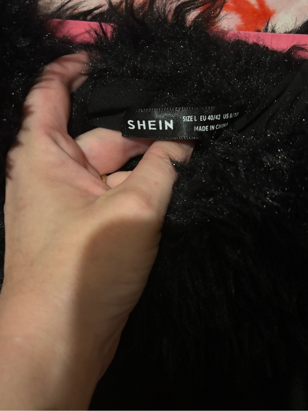 SHEIN Black Off-Shoulder Sweater with Faux Fur Trim - Picture 2 of 3